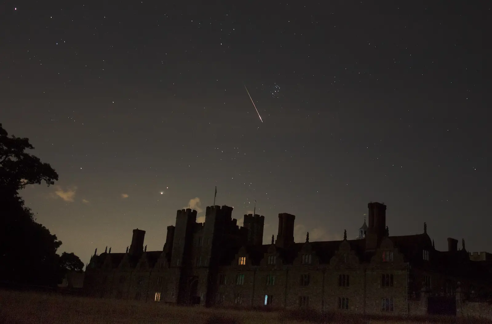 Perseid Meteor striking Knole House